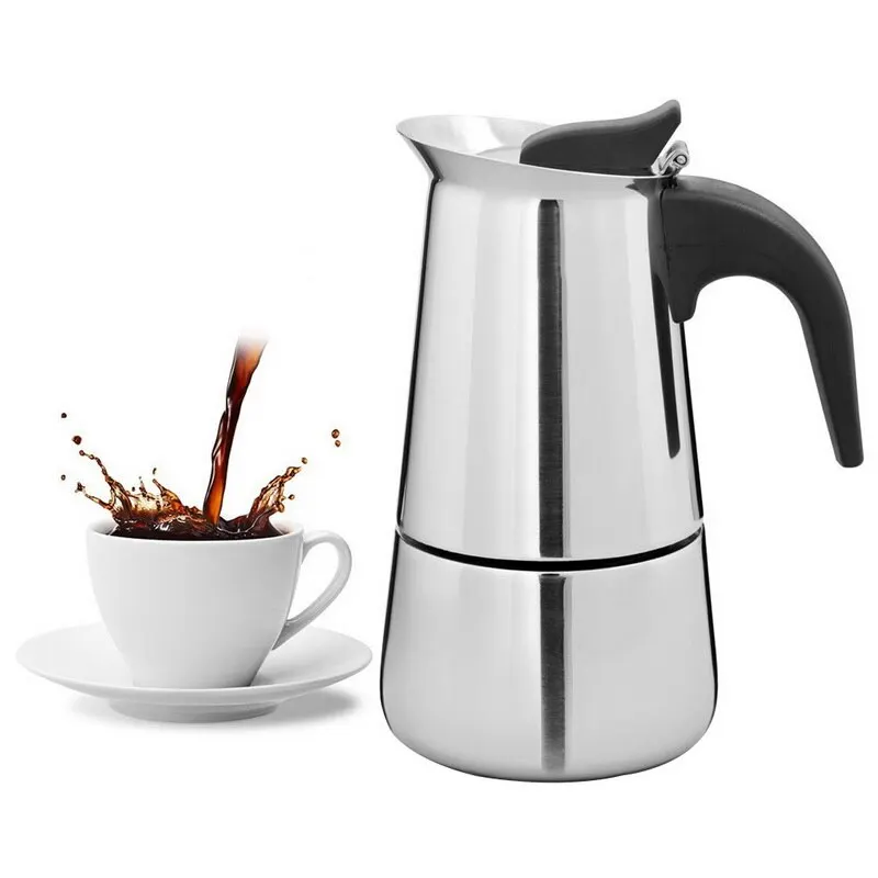 

450ml Portable Espresso Machine Mocha Pot Stainless Steel Coffee Pot Stainless Espresso Maker Cold Brew Coffee Maker