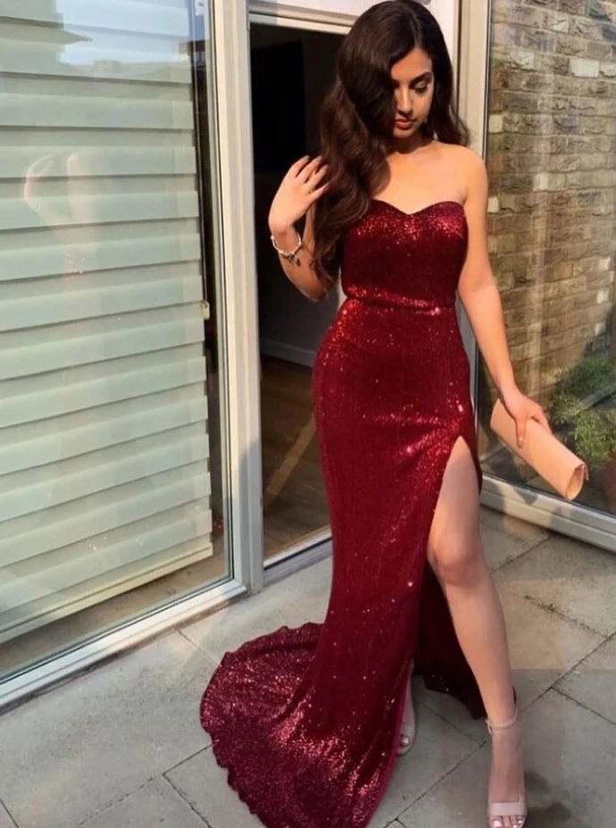 Robe De Soiree Русалка Блестки милое вечернее платье длинное торжественное платье Сексуальные вечерние платья с разрезом сбоку Abendkleider