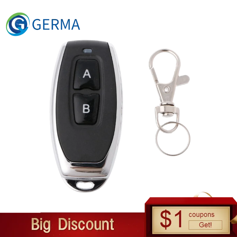 

GERMA 433 MHz RF Remote Control Learning Code 1527 EV1527 For Gate Garage Door Controller Alarm Key 433mhz Included Battery