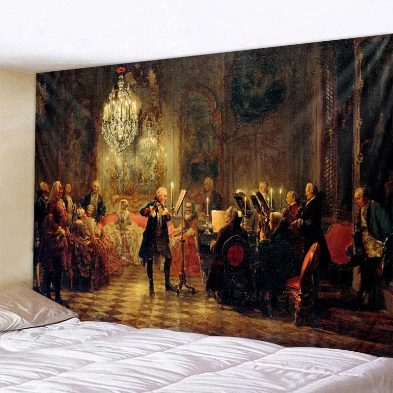 Retro oil painting big tapestry wall hanging bohemian background wall cloth bed sheet sofa blanket home room decoration tapestry decor