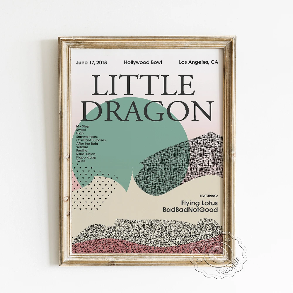 

Swedish Electronic Music Band Little Dragon Gig Poster, Irregular Pattern Art Prints, Mid Century Modern Decorative Painting