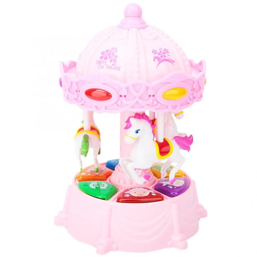 Merry-go-round music boxes Geometric Music baby room decoration Gifts Unisex Wooden Christmas Horse Carousel Box home decor