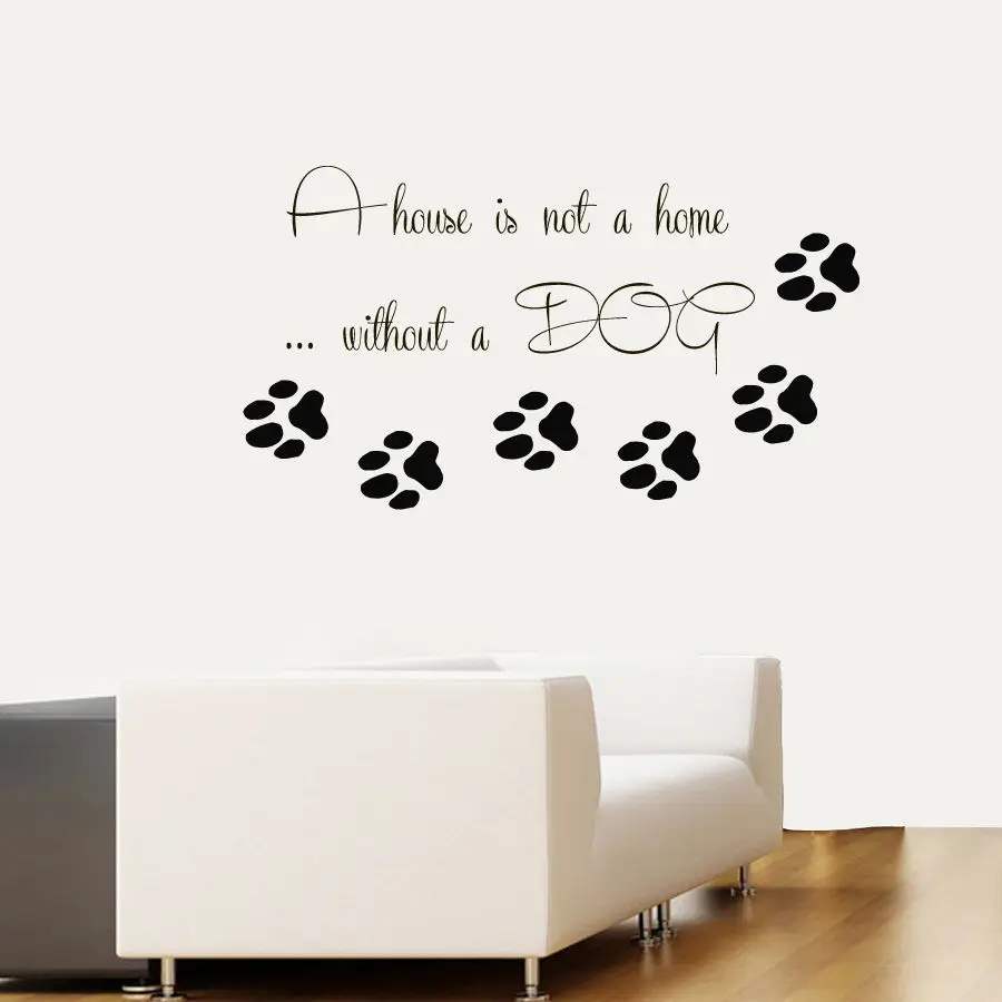 DCTAL Pet Shop Vinyl Wall Decal Dog Quote Paw Prints Pet Home Mural Wall Sticker Pet Salon Room Home Decoration