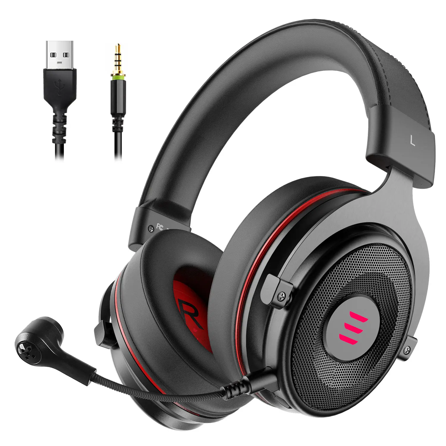 EKSA E900 Pro Headset Gamer USB 7.1/3.5mm Professional Gaming Headphone With Mic Mute Control LED Light Headphones For PC Mobile