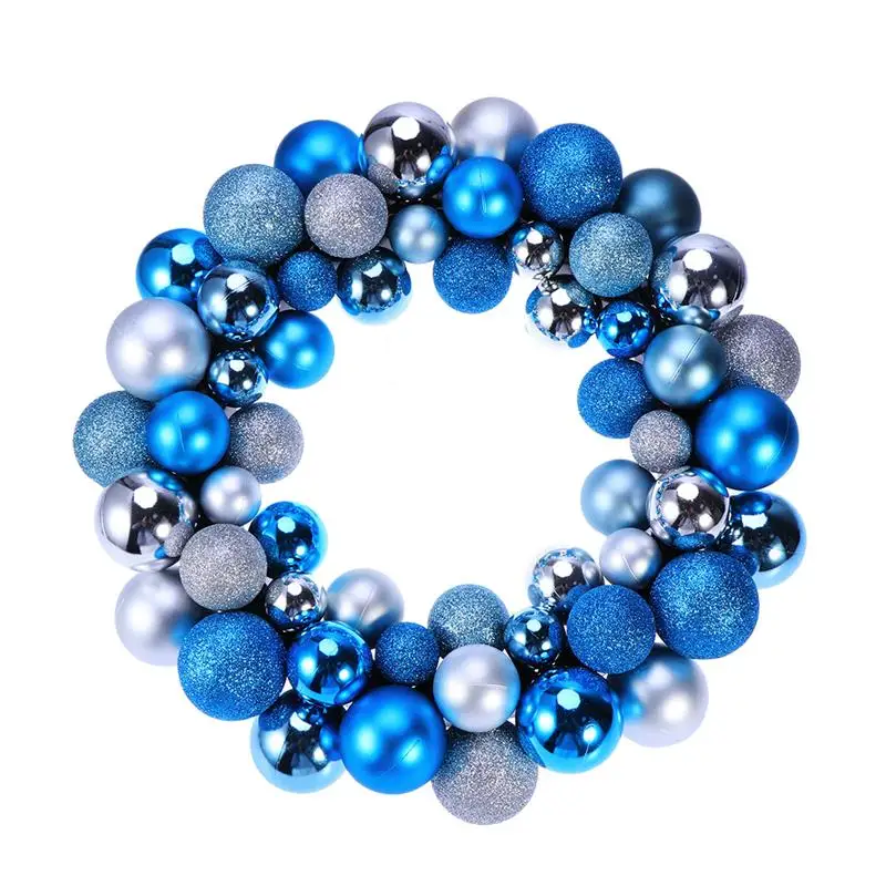 Silver and Blue Рождественский венок, шар, украшения, небьющиеся, передняя дверь, окно, висячие, Рождественское украшение для праздника, события в помещении, для наружного использования - Цвет: Silver and Blue