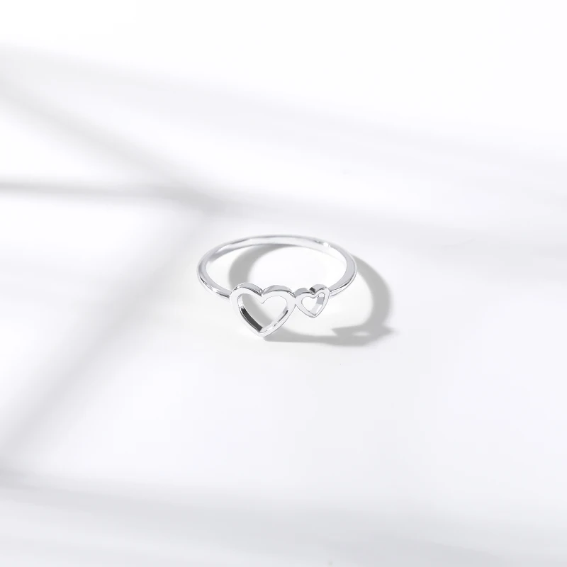 

minimalist gold silver thin metal hollow heart love charm rings for women gift for her stackable finger jewelry