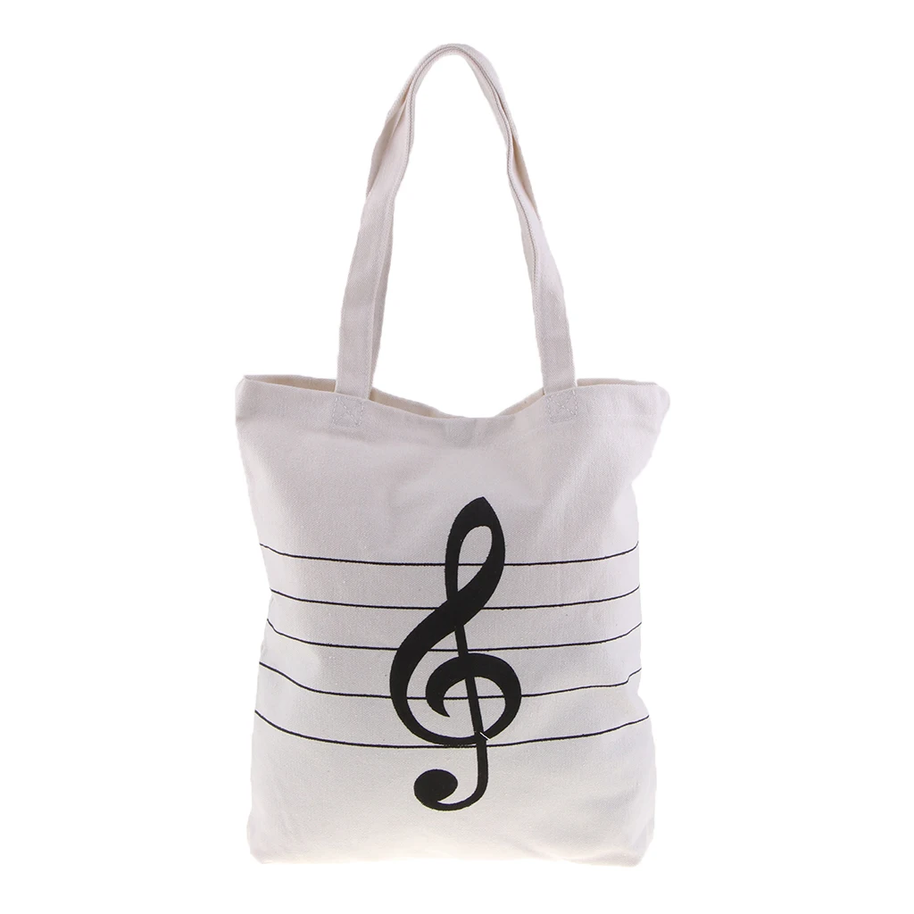 

Music Symbols Print Canvas Tote Handbag Shoulder Shopping Bags Girl Friend Gift for Piano Lessons