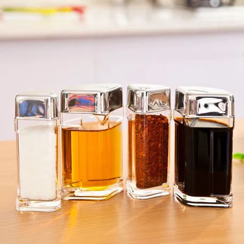 

4pcs Rotating Cruette Condiments Seasoning Jars Set with Stand for Oil Pepper Salt Kitchen Rack Storage Rack Organizer H