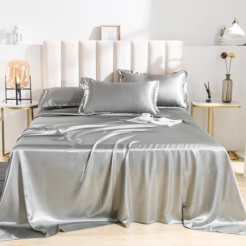 Summer Bed sheet Luxury Satin Silk Bed sheets 18 colors Silky Queen King  sananas de came Satin bed sheets for Double bed|Sheet| - AliExpress