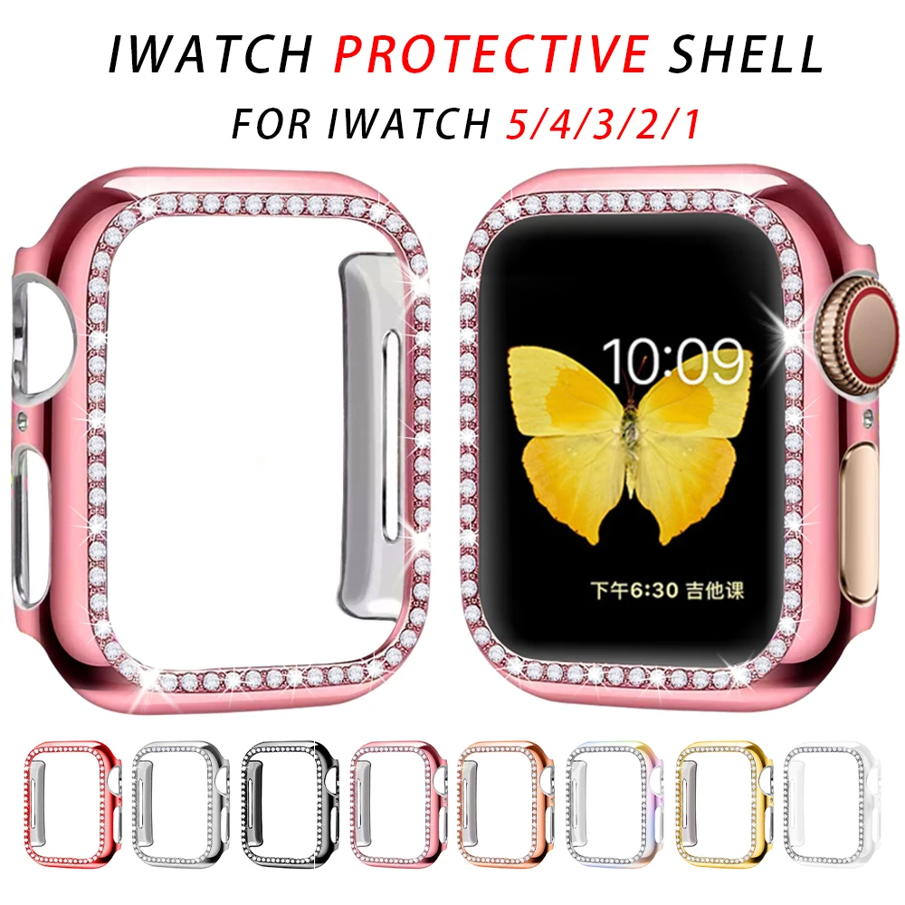 Алмазный чехол для Apple watch band 5 4 3 2 1 44 мм 40 42 38 iwatch Кристальный защитный бампер|Часы