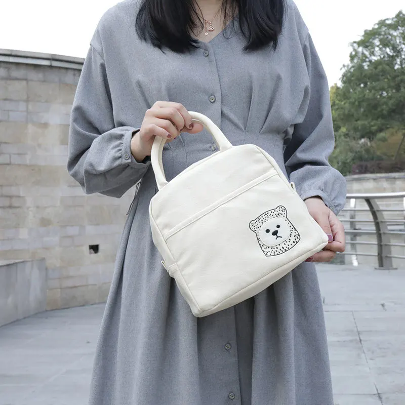 Холщовая Сумка стиль оригинальная Толстая алюминиевая фольга Изолированная Ланч-бокс сумка свежая-сумка для хранения сплошной цвет молния квадратная Слинг Сумка