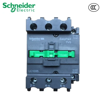 

65A AC Contactor 30KA-380V 50Hz Coil Voltage AC 24V 110V 220V 380V 3NO 1NO+1NC LC1E AC3 Contactor Schneider LC1E65M5N