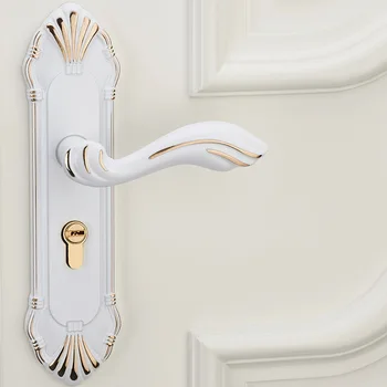 

European Style Door Lock, Indoor Room Door Lock, American Solid Wood Door Handle, Silent Lock, Ceramic White Door Lock