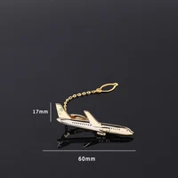 1 PC Simple Man's Tie Clip New Arrivals Golden Plating Airplane Shape Pilot High Quality Plane Cufflinks Stick Pin Wedding Gift 6