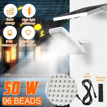 

50W Solar Wall Light Outdoor IP68 Waterproof 96 LED Solar Powerful Lighting Aluminum alloy Wall Lamp with RC For Garden Pathway