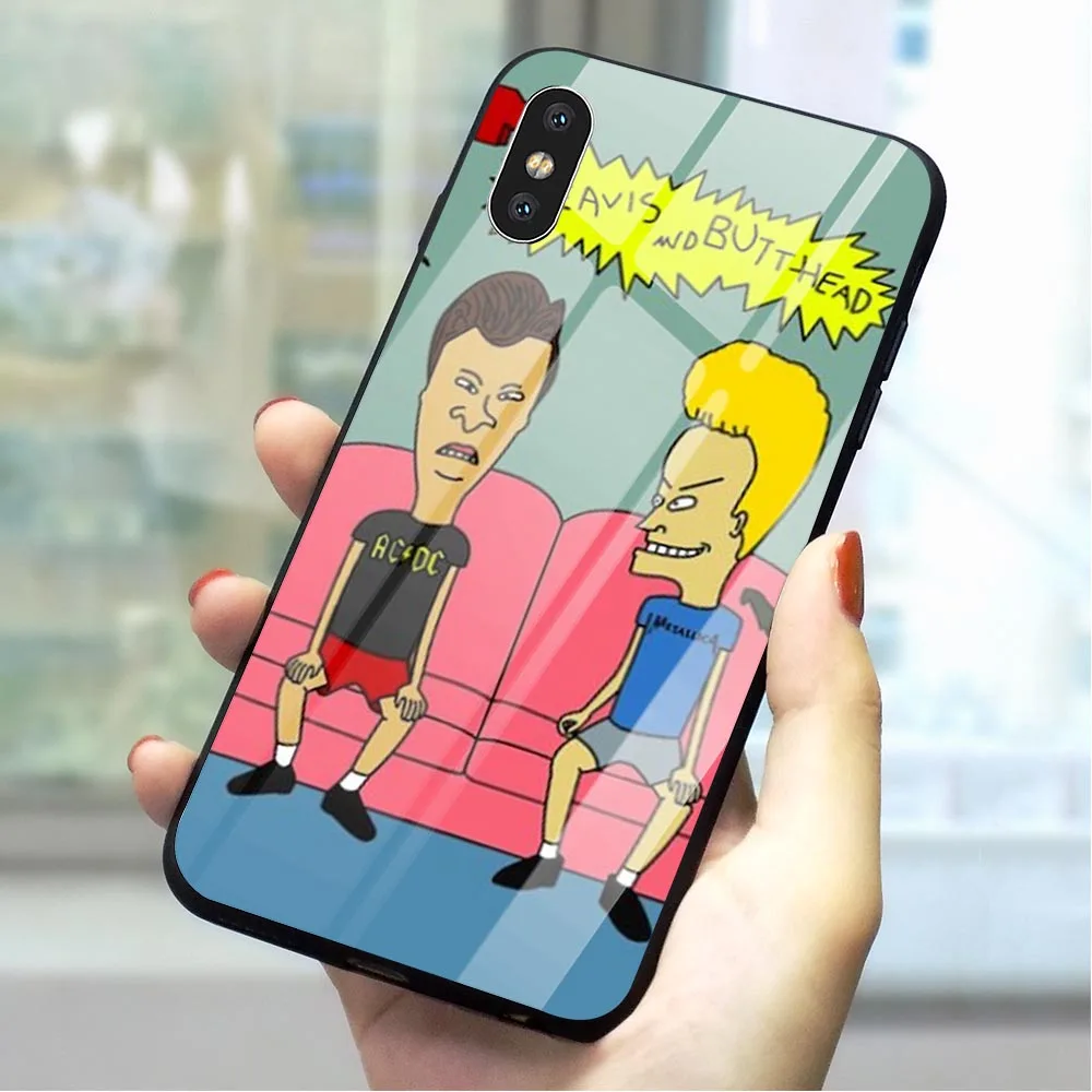

Hybrid beavis and butthead werewolf Butt Phone Cover for iPhone SE Case X XR 5 7 8 Plus 6 6S 5S Xs Max Tempered Glass Soft