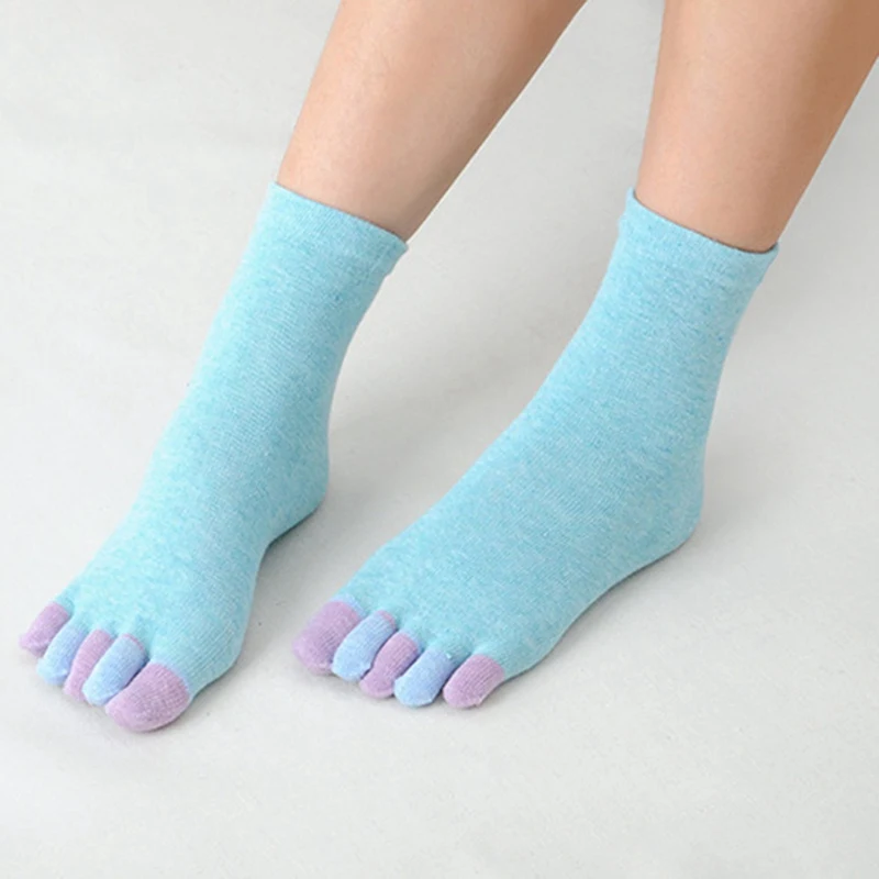 Хлопковые носки с пальцами, массаж Нескользящие ног полный сцепление с носками для Для женщин
