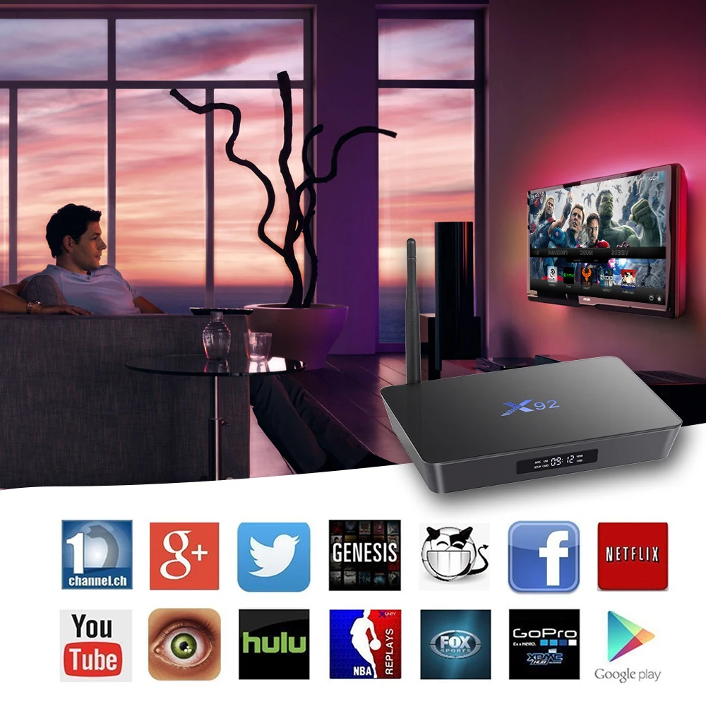 ТВ-бокс X92 S912 Android Smart tv Box Amlogic Octa Core 2 Гб/3 Гб 16 Гб/32 ГБ 2,4 г 5 г двойной Wifi H.265 4K медиаплеер телеприставка