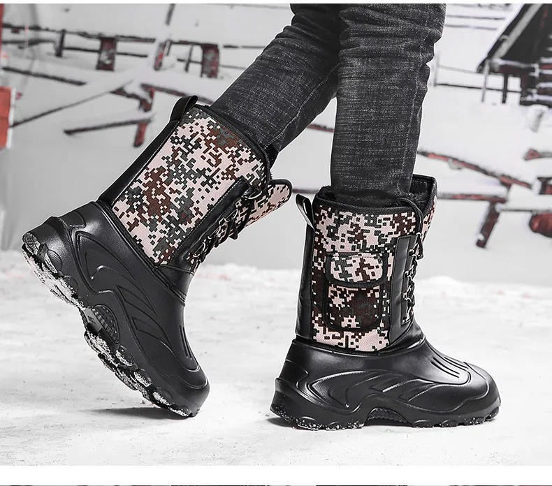 Уличные тактические ботинки; мужские зимние ботинки для пешего туризма; водонепроницаемые зимние ботинки; охотничьи ботинки с высоким толстым верхом; Мужская зимняя обувь