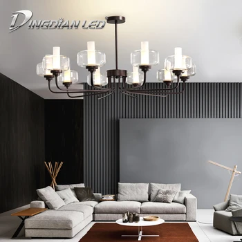 

DINGDIAN LED Modern Chandelier 2321 Iron Lamp Body Clear Glass Lamp 6/8/10 Lights for Dining Room Bedroom Living Room Foyer Wall