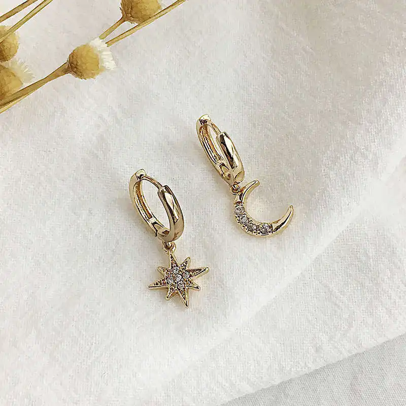 

New Arrival Fashion Classic Geometric Women Drop Dangle Earrings Asymmetric Earrings Of Star Moon Female Girl Korean Jewelry