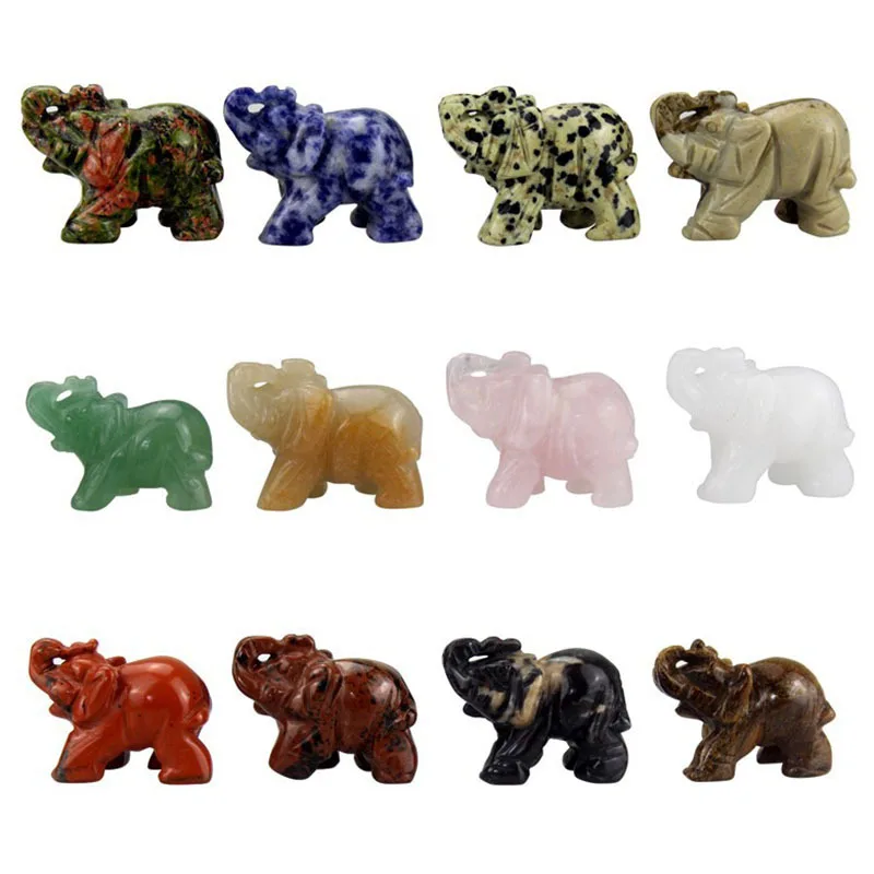 

Natural Semi-precious Stone Jade Elephant Small Ornaments 1.5-Inch Stone Carving Elephant Decoration Craft Manufacturers Direct