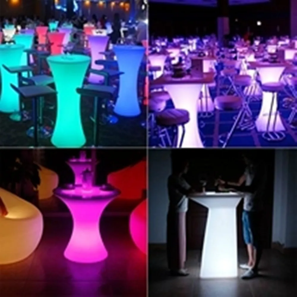 Out door use LED lighted bar cocktail table Rechargeable bar plastic table 110CMX45cm Commercial Furniture