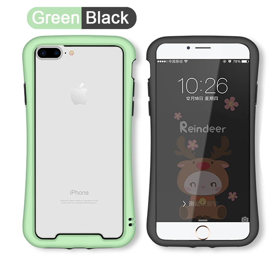 Green and Black Мягкий бампер чехол для iPhone 8 Plus ТПУ Силиконовый противоударный чехол для iPhone 7 бампер для iPhone 6 Чехол для iPhone 6S Plus - Цвет: Green and Black