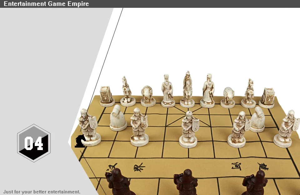 2 Yernea New Traditional Chinese Chess Set Resin Chess Pieces Suede Chessboard High-quality Chess Board Game Retro Character (4)