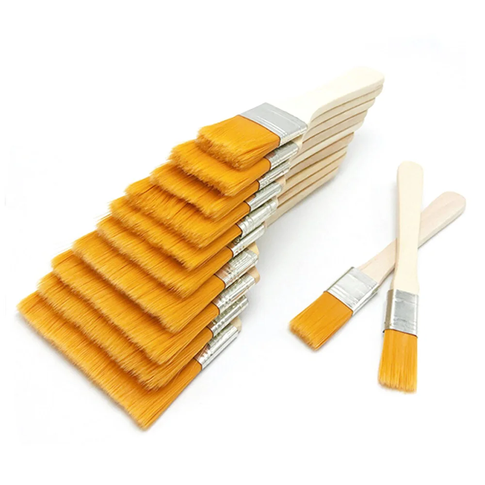 12 шт. нейлоновые кисти для рисования волос, набор инструментов с деревянной ручкой, масляная Акварельная акриловая живопись, настенная живопись, барбекю
