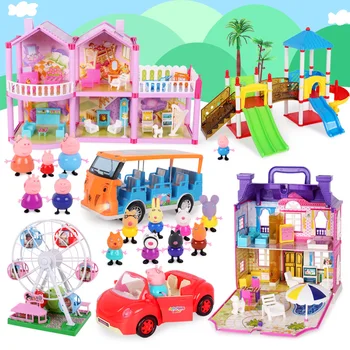 

Peppa pig George guinea pig Family Pack Dad Mom Action Figure Original Pelucia Anime Toys For Kids children Gift