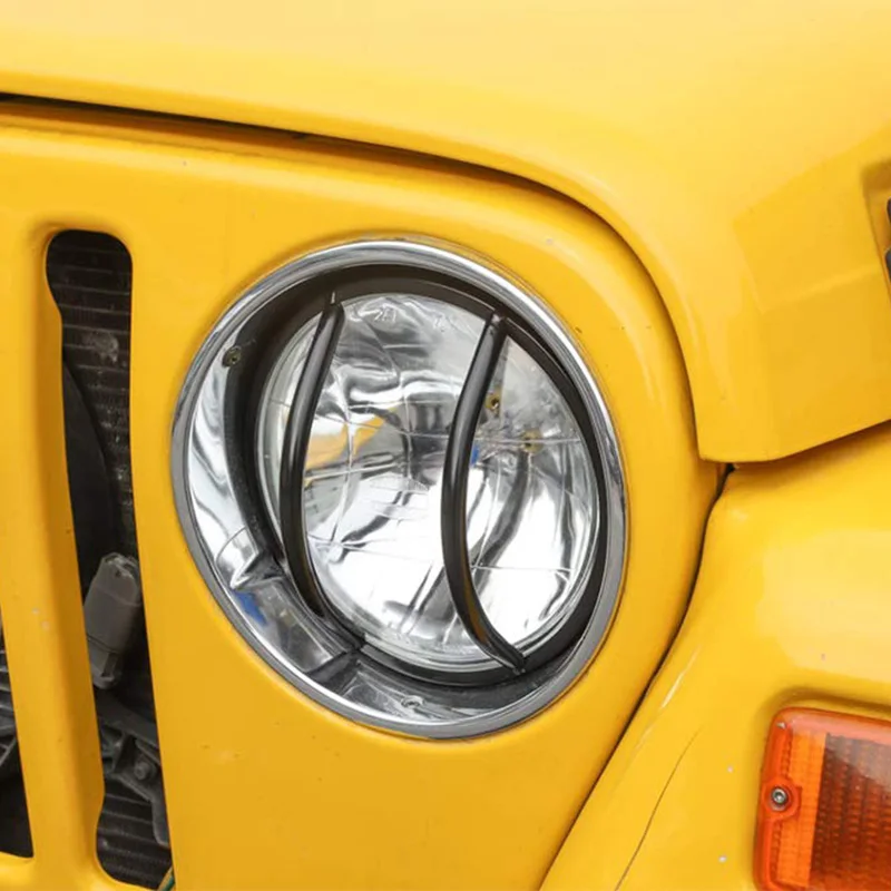 Передние накладки на фары, сменные протекторы на фары для Jeep Wrangler TJ 1997-2006 черный