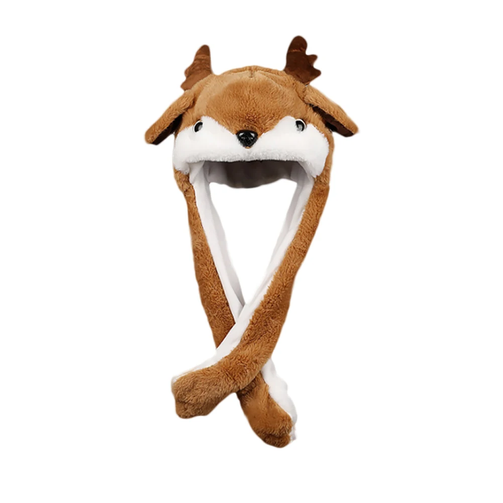 

Men Women Decorative Props Hand Pinching Ear Moving Soft Cute Funny Christmas Home Hat Party Cartoon Plush Faux Fur