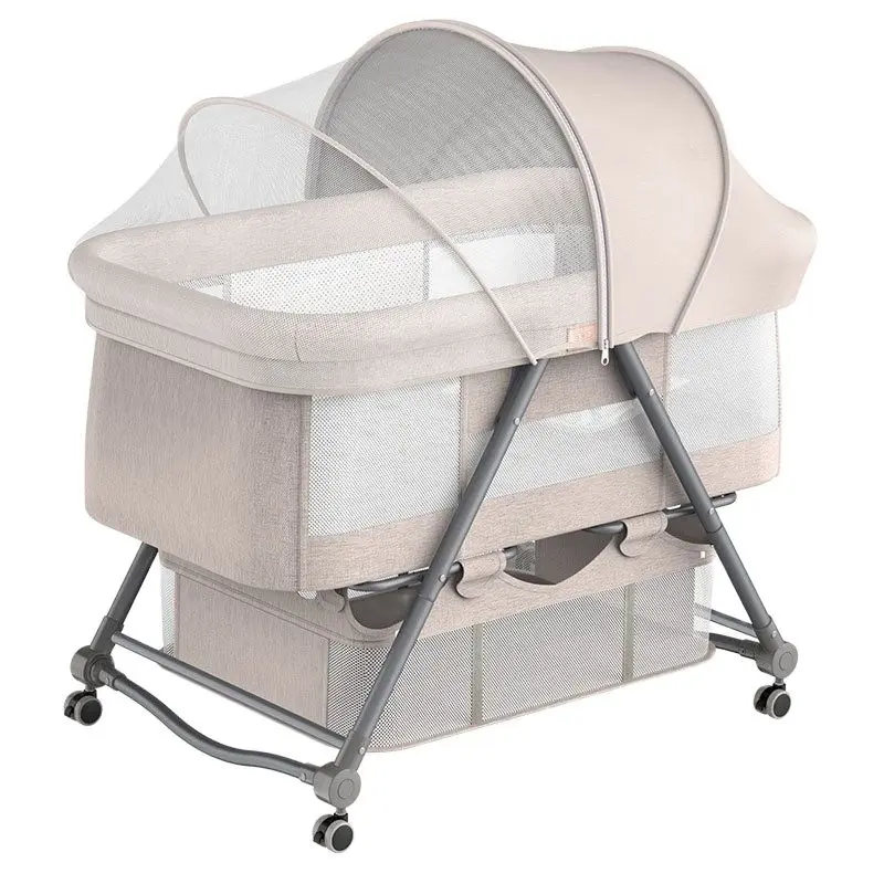 Newborn Cradle Portable Mobile Crib Foldable Big Bed Baby Cradle  Can be spliced Free installation  big bed