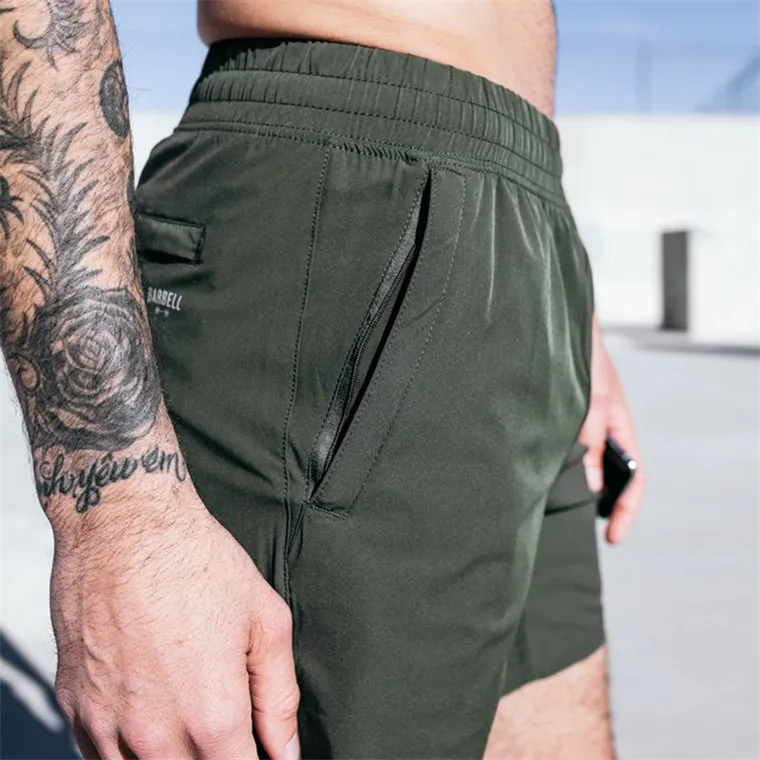 Army green Новинка, брендовые Модные мужские летние дышащие повседневные Мягкие Шорты для фитнеса, бодибилдинга, простые спортивные шорты для тренажерного зала, спортивные шорты для тренировок - Цвет: Army green