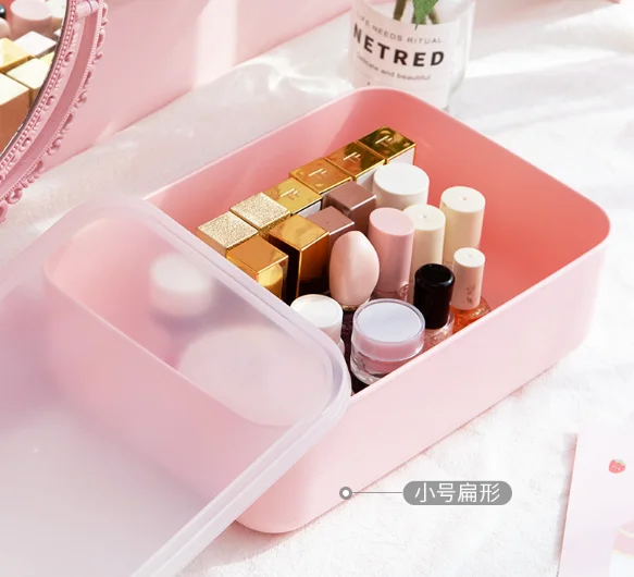 Girl heart lovely dormitory student clothes beauty makeup sundries with cover plastic storage box J05
