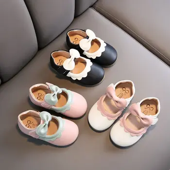 

2020 New Princess Shoes Bowknot Girl's Shoes Fashion Lovely Shoes Dance Square Head Children's Girls Party Dress Wedding Shoes