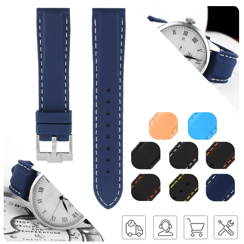 Ремешок для часов 18 мм 20 мм 22 мм 24 мм, силиконовая резина Спорт для Black Bay хаки ВМФ поле человек женский браслет ремешок часы аксессуары