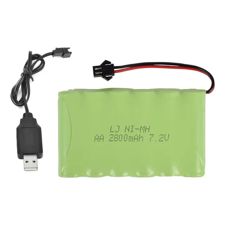 Ewellsold 7,2 V 2800mAh Ni-MH AA перезаряжаемая батарея с зарядным устройством для RC автомобиля RC лодка RC грузовик JST/SM/пробка из Тамия - Цвет: Зеленый