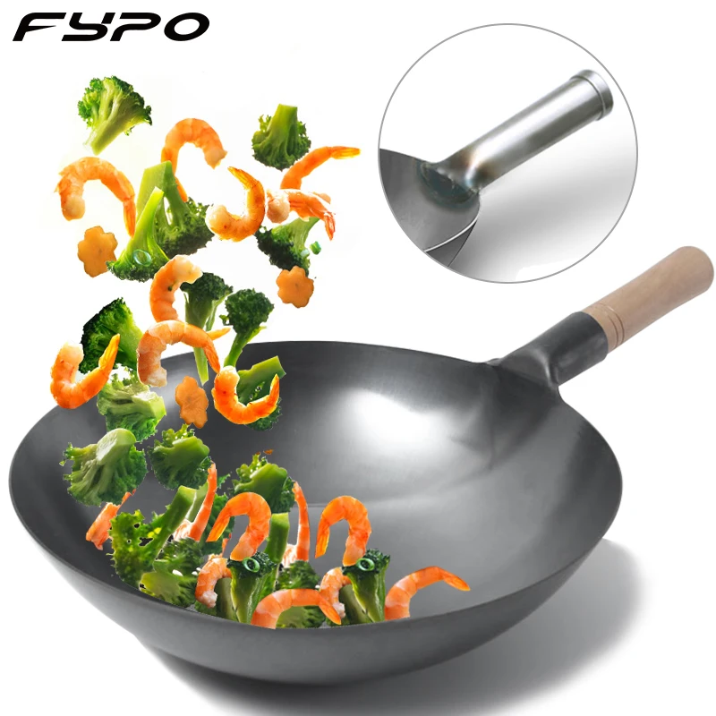 Chinese Iron Wok Traditional Handmade Iron Cook Pot Non stick Pan Non