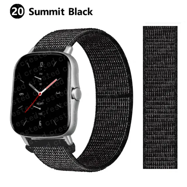 20/22mm Nylon band For Amazfit GTS/2/2e/GTS2 Mini/GTR 3 Pro 42mm/47mm/GTR2/2e/stratos 2/3 Sport Loop Bracelet Amazfit bip strap reflector black 21
