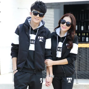 

Men Women Tracksuit Sportswear Winter Fleece Jogging Sport Suit Hooded Sweatshirt Jacket Hoodies+pants+vest Running Leisure Set