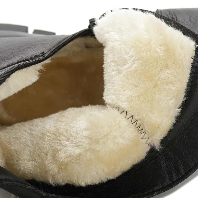 GKTINOO/; женские зимние ботинки из натуральной кожи; сезон осень-зима; Теплые ботильоны с Плюшевым Мехом; однотонная черная женская зимняя обувь на плоской подошве