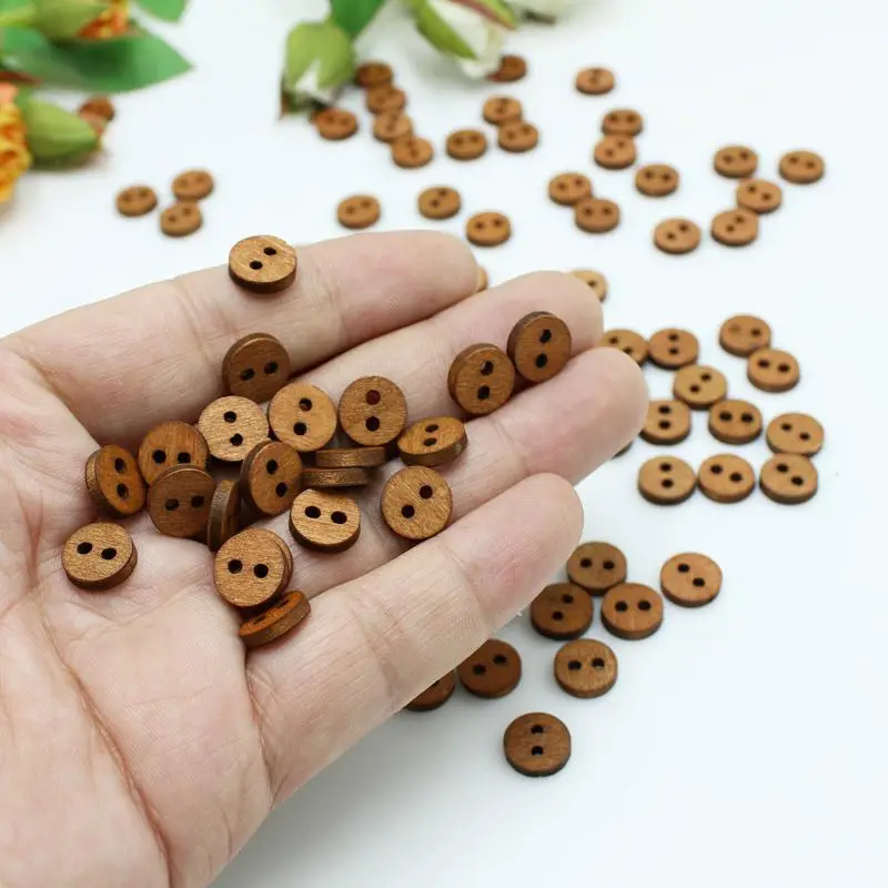 100pcs or 200pcs/lot mix 8 shapes mixed mini buttons for doll craft scrapbooking wood small 9mm -10mm diy crafts | Дом и сад