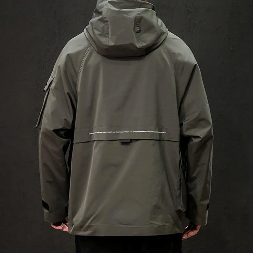 Plus Size Jackets Men's Autumn Casual Fashion Pure Color Hoodie Zipper Jackets Outdoor Sport Coat Male Clothing