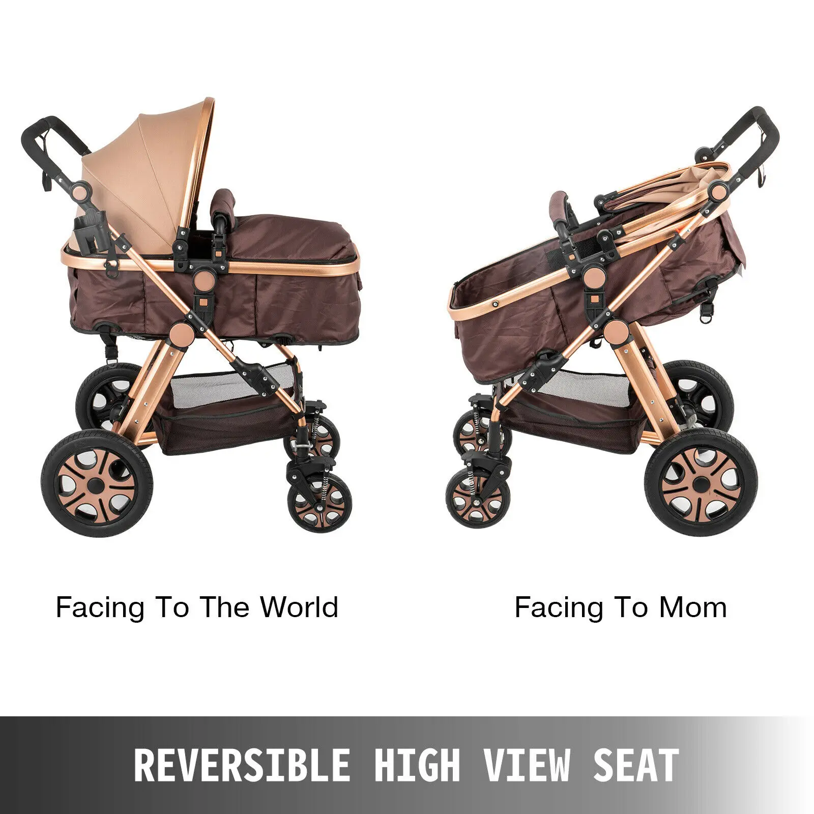 Vevor Baby Stroller 2 In 1 Folding Anti Shock Newborn Bassinet Baby Carriage High View Pram Travel System Luxury Baby Pushchair Children Beds Aliexpress