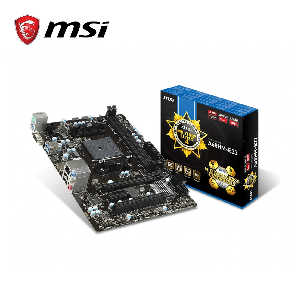 Новая материнская плата msi A68HM-E33 процессором amd socket FM2+ 2xddr3 памятью SATAIII ssd USB 3,0 HDMI+ VGA PCI-E X16, материнская плата для рабочего стола