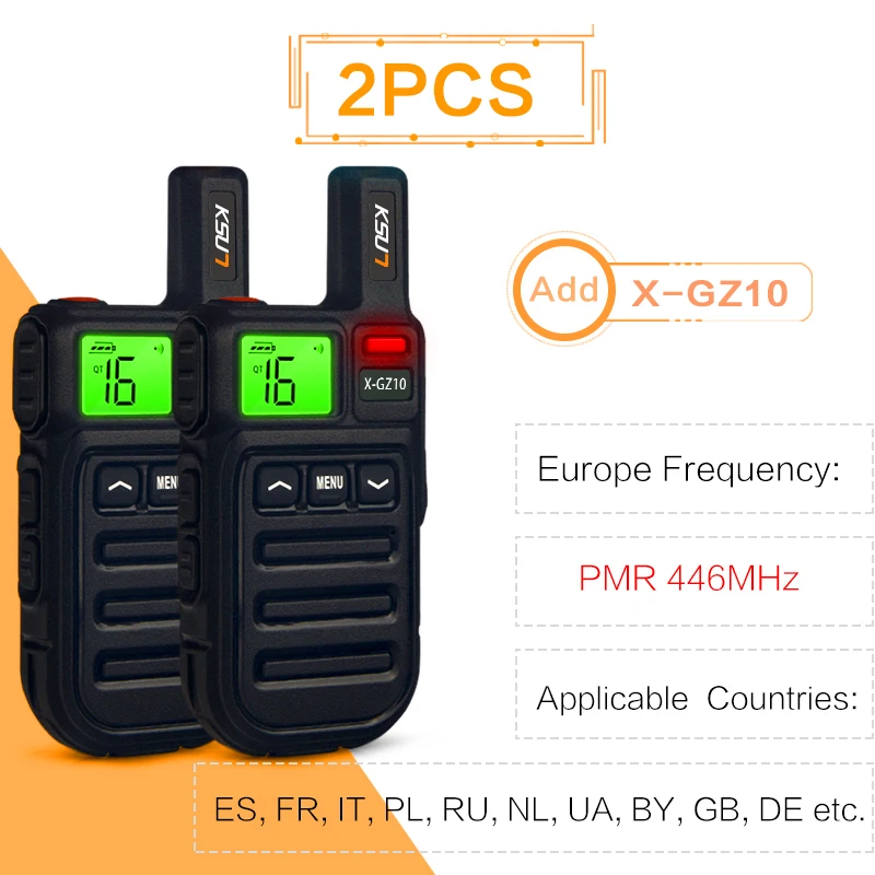 KSUN GZ10 1 Or 2PCS Mini Walkie Talkie European Legal Frequency PMR446 Intercom FRS Two Way Radio for Restaurant Hunting Radio walkie talkie Walkie Talkie
