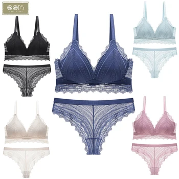 

Women Sexy Lace High-end Lingerie Bra Briefs Set Intimate Bras Thongs Panty Set Lady Woman Brassiere Sets Pure Underwear Set