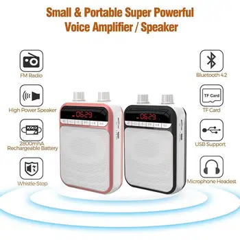 

K5 Megaphone Portable Bluetooth Wireless Voice Amplifier Teacher Microphone Speaker Loudspeaker Support TF Card FM Radio